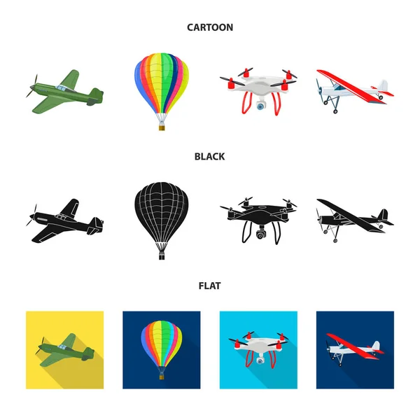 Oggetto isolato di aereo e segno di trasporto. Set di icone vettoriali piano e cielo per stock . — Vettoriale Stock
