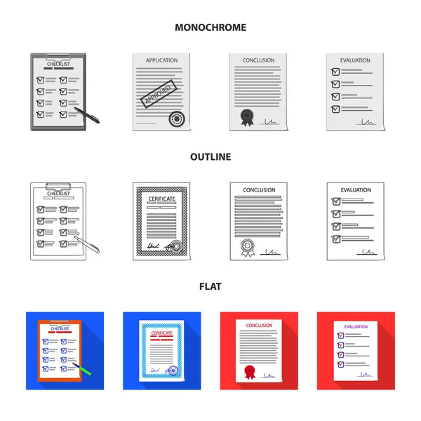 Diseño vectorial de forma y símbolo de documento. Colección de forma y marca icono vectorial para stock . — Archivo Imágenes Vectoriales