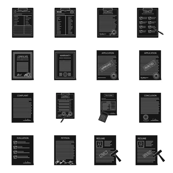 Ilustración vectorial de forma y logotipo del documento. Colección de forma y marca símbolo de stock para web . — Archivo Imágenes Vectoriales