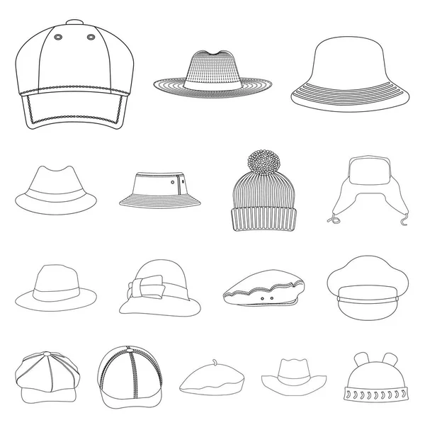 Projeto vetorial de headwear e símbolo de boné. Coleção de chapéus e acessórios ilustração vetorial . — Vetor de Stock