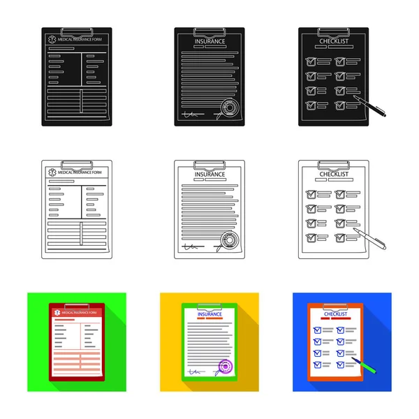 Form ve belge simgesinin vektör tasarımı. Şeklinde ayarla ve vektör simge stok için işaretleyin. — Stok Vektör
