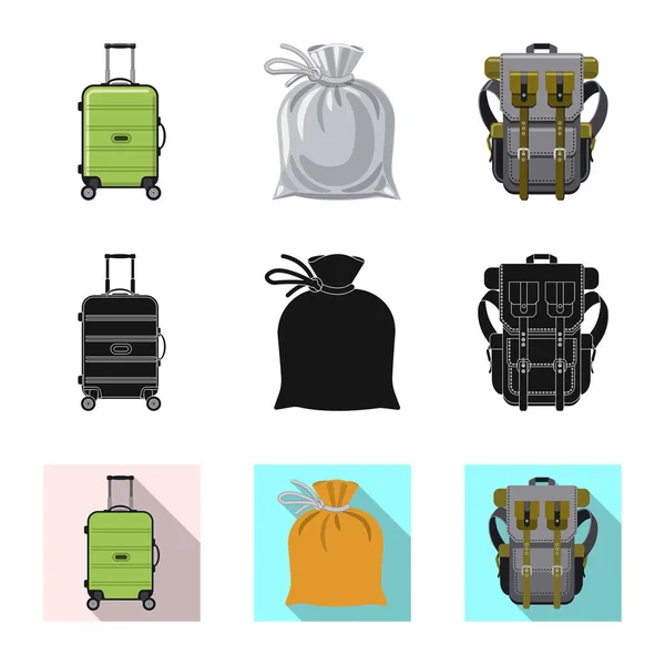 Objet isolé de valise et icône de bagage. Collecte de valises et illustration vectorielle du stock de voyage . — Image vectorielle