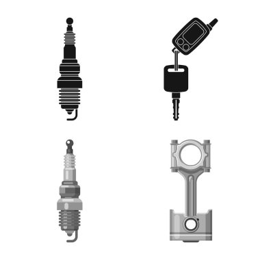 Otomatik ve bölümü simge vektör tasarımı. Oto, araba hisse senedi vektör çizim seti.