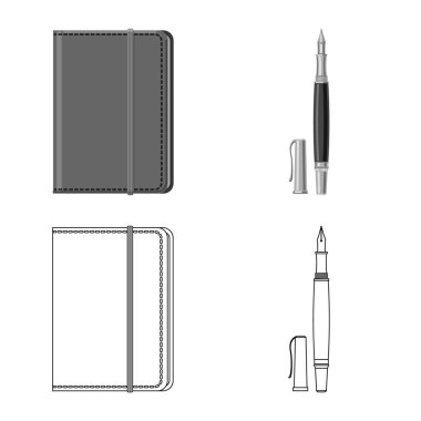 Ofis ve tedarik simge vektör Illustration. Hisse senedi için ofis ve okul vektör simge kümesi.
