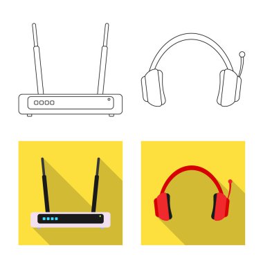 Dizüstü bilgisayar ve aygıt logo vektör Illustration. Web için hisse senedi simgesi dizüstü ve sunucu kümesi.