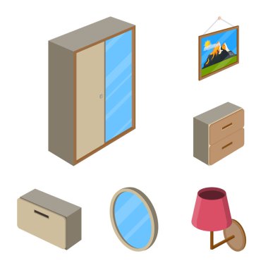 Yatak odası ve oda logo vektör Illustration. Yatak ve mobilya hisse senedi simgesi için web topluluğu.