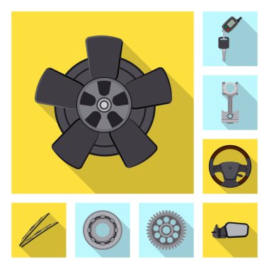 Otomatik ve bölümü logosu yalıtılmış nesne. Oto, araba hisse senedi vektör çizim topluluğu.