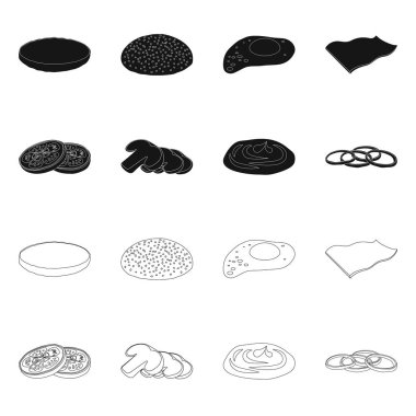 Burger ve sandviç simge vektör Illustration. Web için burger ve dilim hisse senedi simgesi kümesi.