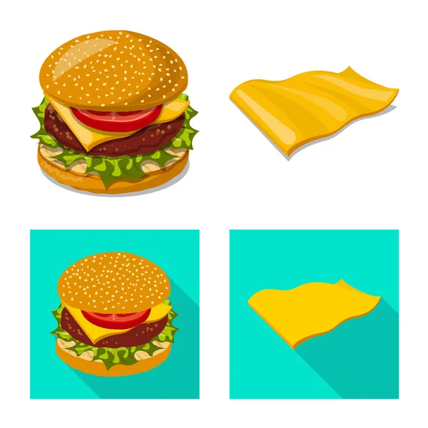 Απομονωμένο αντικείμενο του σημείου burger και σάντουιτς. Συλλογή από burger και φέτα σύμβολο μετοχής για το web. — Διανυσματικό Αρχείο