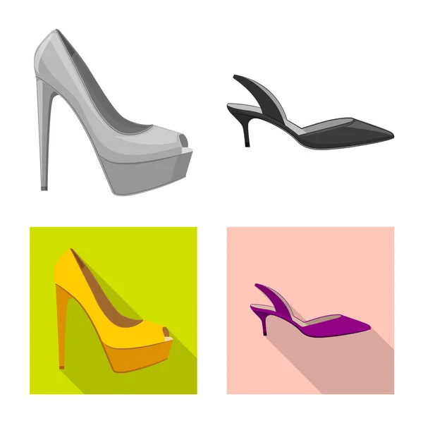 Ізольований предмет взуття та жіночого знаку. Набір взуття та ноги Векторні ілюстрації . — стоковий вектор