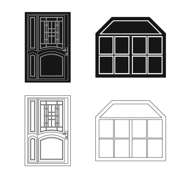 Diseño vectorial de la puerta y el logotipo frontal. Colección de puerta y vector de madera icono para stock . — Vector de stock