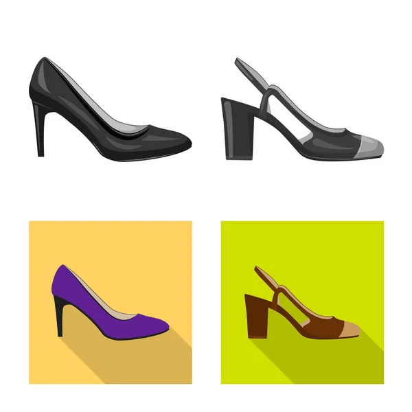 Vector design cipő és a nő jele. A cipő és láb vektor ikon készletek. — Stock Vector