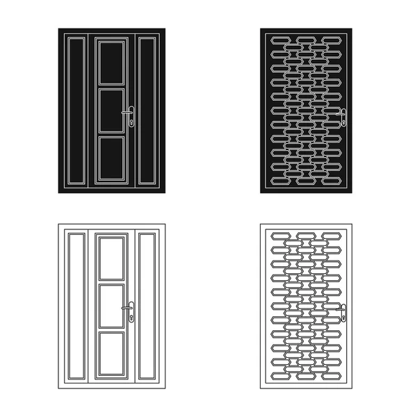 Ilustração vetorial da porta e do sinal frontal. Conjunto de porta e madeira estoque vetor ilustração . — Vetor de Stock