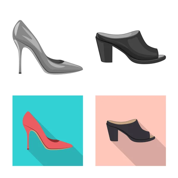 Ilustración vectorial de calzado y mujer icono. Conjunto de calzado y pie stock vector ilustración . — Vector de stock
