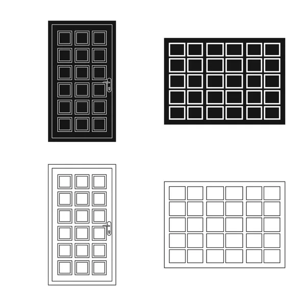 Vektor-Design von Tür- und Frontschild. Sammlung von Tür- und Holzvektorsymbolen für den Vorrat. — Stockvektor