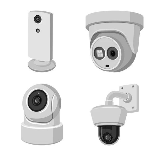 Objeto aislado de cctv e icono de la cámara. Colección de cctv y sistema de ilustración de vector de stock . — Archivo Imágenes Vectoriales