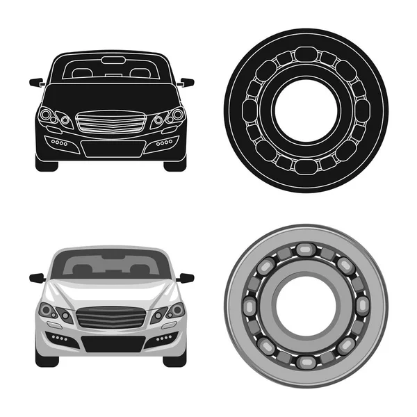 Oggetto isolato di auto e logo parte. Raccolta di auto e auto stock vettoriale illustrazione . — Vettoriale Stock