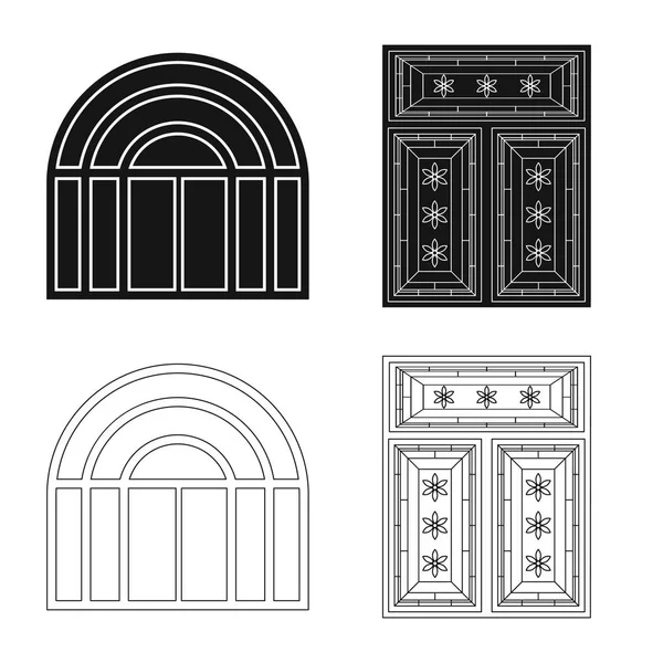 Illustration vectorielle du logo de la porte et du devant. Collection de porte et illustration vectorielle en bois . — Image vectorielle