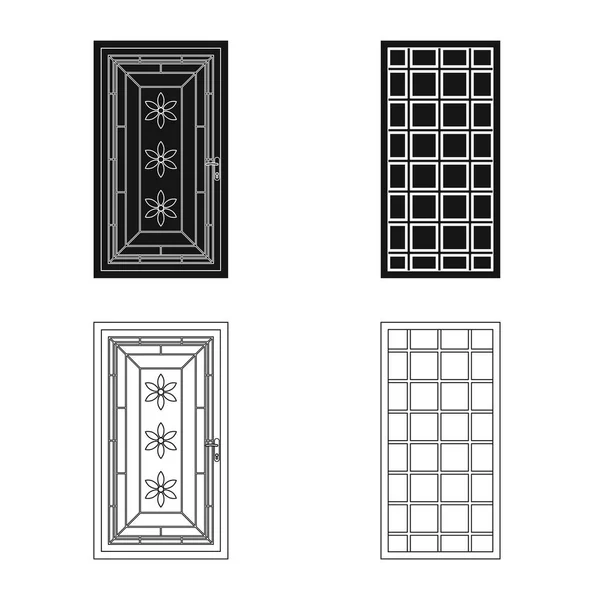 Illustration vectorielle de la porte et du panneau avant. Ensemble de porte et illustration vectorielle en bois . — Image vectorielle