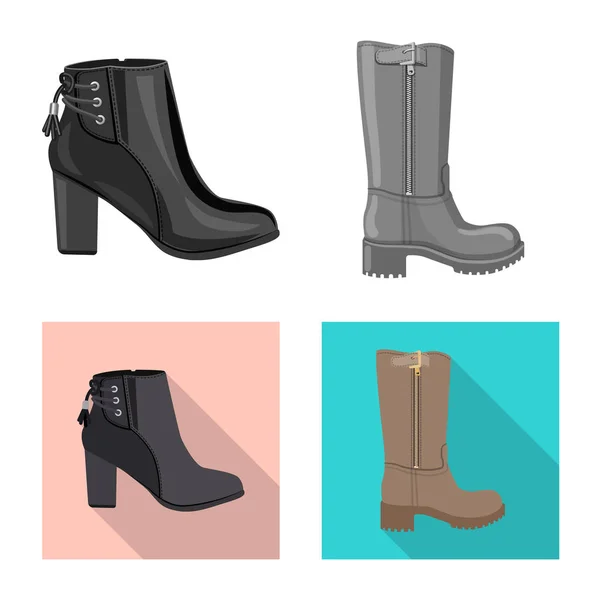 Vector design of footwear and woman symbol. Collection of footwear and foot stock vector illustration. — Stock Vector