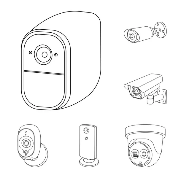 Ilustração vetorial de cctv e logotipo da câmera. Conjunto de cctv e sistema de ilustração do vetor estoque . —  Vetores de Stock