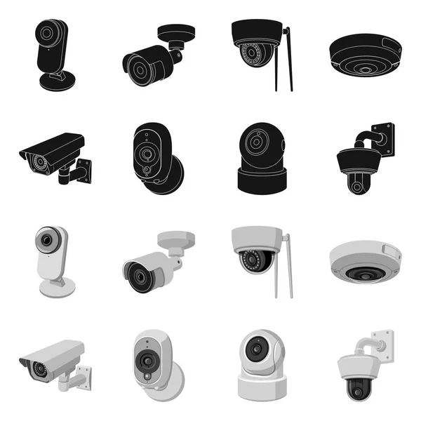 Isolated object of cctv and camera symbol. Set of cctv and system stock symbol for web. — Stock Vector