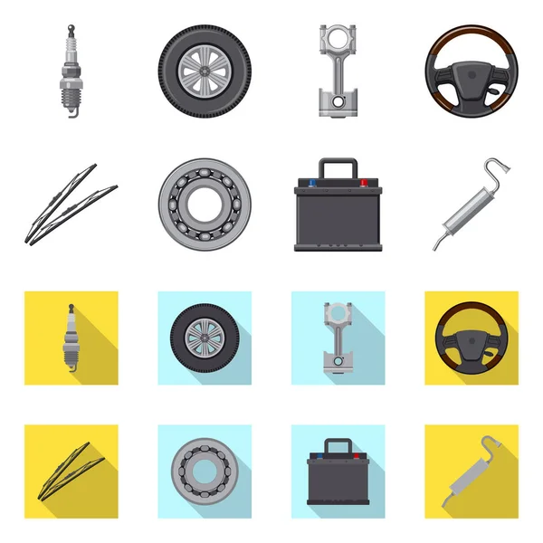 Geïsoleerde object van auto en deel pictogram. Set van auto en auto vector pictogram voor voorraad. — Stockvector