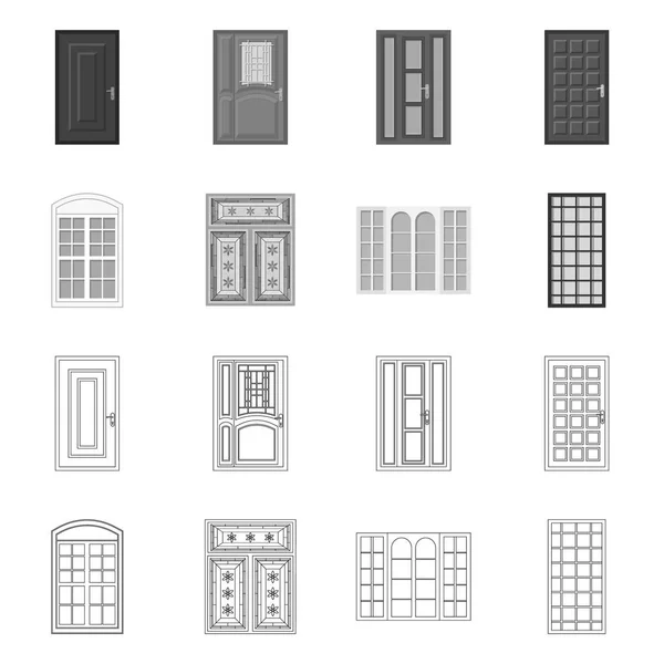 Objet isolé de porte et icône avant. Ensemble de porte et icône vectorielle en bois pour stock . — Image vectorielle