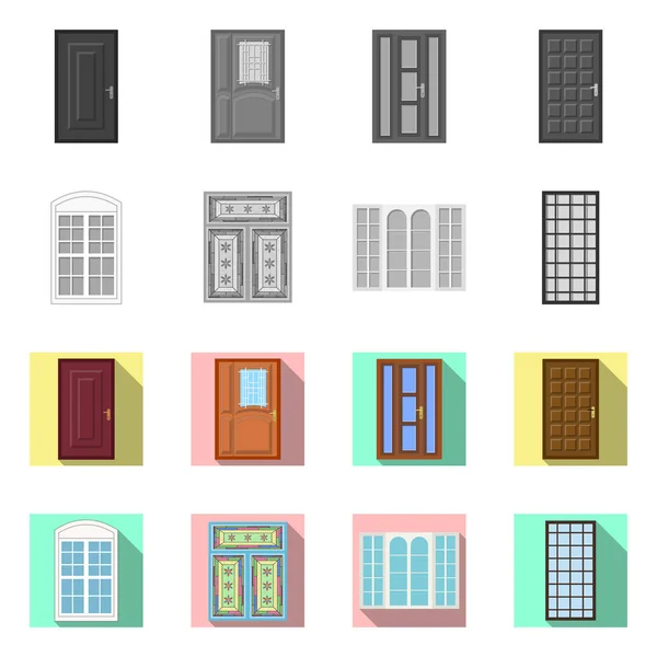 Illustration vectorielle de la porte et du panneau avant. Collection de porte et icône vectorielle en bois pour stock . — Image vectorielle