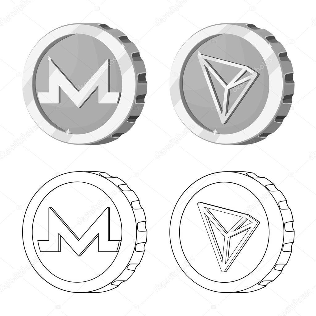 Vector design of cryptocurrency and coin symbol. Collection of cryptocurrency and crypto stock symbol for web.