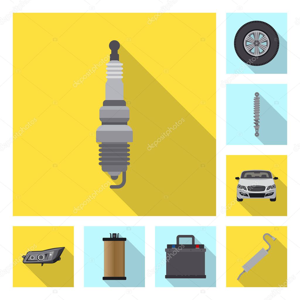 Isolated object of auto and part logo. Set of auto and car vector icon for stock.