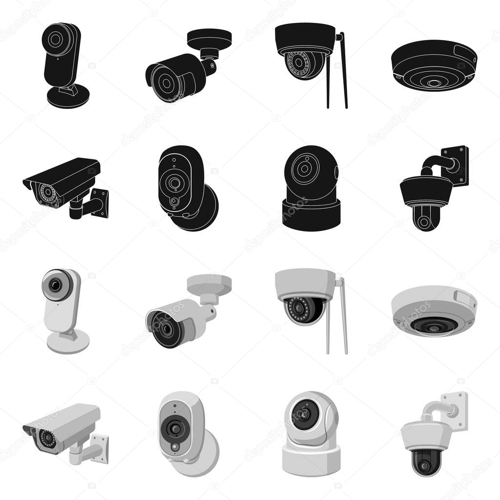 Isolated object of cctv and camera symbol. Set of cctv and system stock symbol for web.