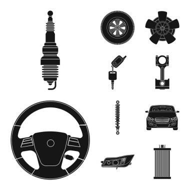 Otomatik ve parçası sembol yalıtılmış nesne. Web için oto, araba hisse senedi simgesi kümesi.
