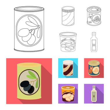 Can ve gıda logosu yalıtılmış nesne. Hisse senedi için can ve paket vektör simge topluluğu.