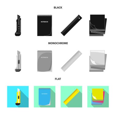 Ofis ve tedarik logo vektör tasarımı. Ofis ve okul hisse senedi vektör çizim topluluğu.