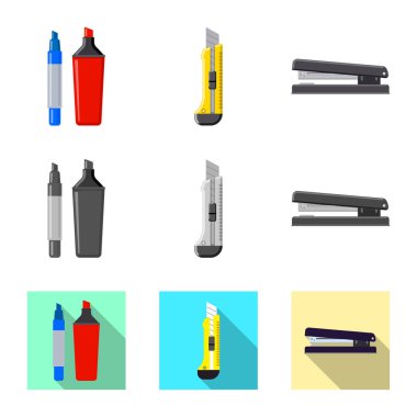 Ofis ve tedarik simge vektör Illustration. Ofis ve okul hisse senedi simgesi web için kümesi.