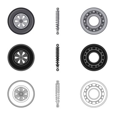 Otomatik ve bölümü logosu yalıtılmış nesne. Oto, araba hisse senedi vektör çizim topluluğu.