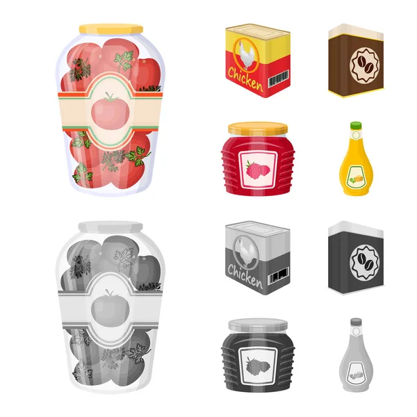 Design vetorial de lata e ícone de comida. Coleção de lata e pacote de ilustração vetorial . — Vetor de Stock