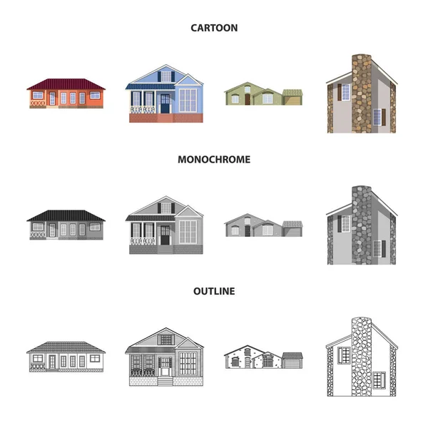 Векторное проектирование иконки здания и фасада. Коллекция строительного и крышного инвентаря . — стоковый вектор