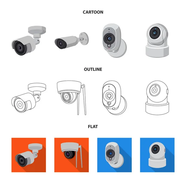 Geïsoleerde object van cctv en camera-logo. Aantal cctv en systeem voorraad vectorillustratie. — Stockvector