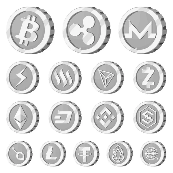 Vector design of cryptocurrency and coin symbol. Collection of cryptocurrency and crypto vector icon for stock. — Stock Vector