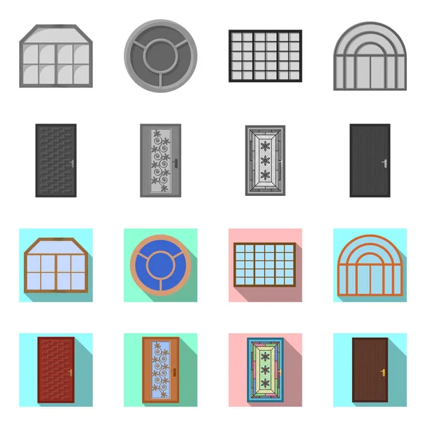 Objet isolé de la porte et du logo avant. Collection de porte et icône vectorielle en bois pour stock . — Image vectorielle