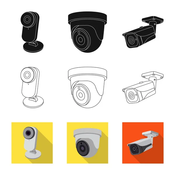 Vector design of cctv and camera icon. Collection of cctv and system stock symbol for web. — Stock Vector