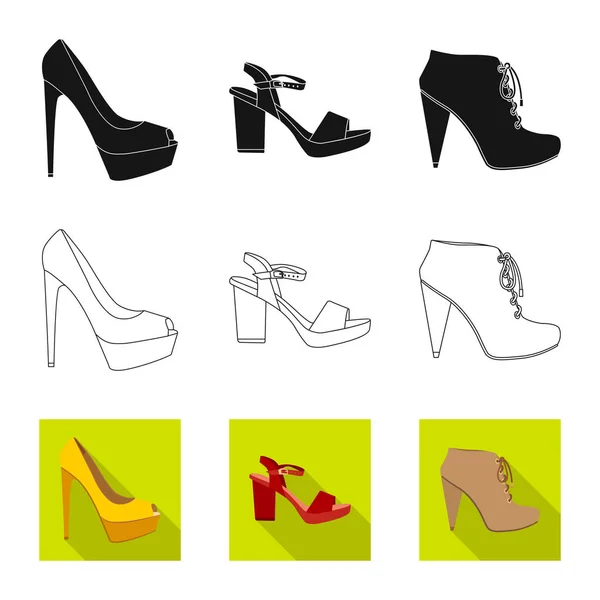 Векторная иллюстрация обуви и женского символа. Коллекция векторной иллюстрации обуви и ног . — стоковый вектор