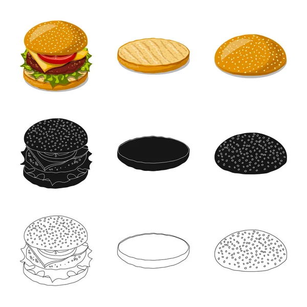 Objeto isolado de hambúrguer e símbolo de sanduíche. Coleção de hambúrguer e corte ilustração vetor estoque . — Vetor de Stock
