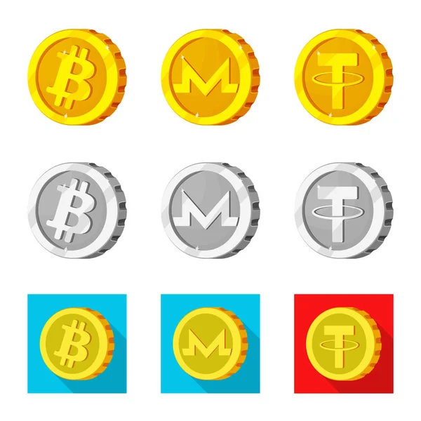 Diseño vectorial de criptomoneda y signo de moneda. Colección de criptomoneda y criptomoneda vector de stock ilustración . — Archivo Imágenes Vectoriales