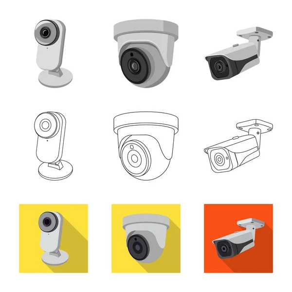 Ilustración vectorial de cctv y símbolo de cámara. Conjunto de cctv y sistema de ilustración de vector de stock . — Vector de stock