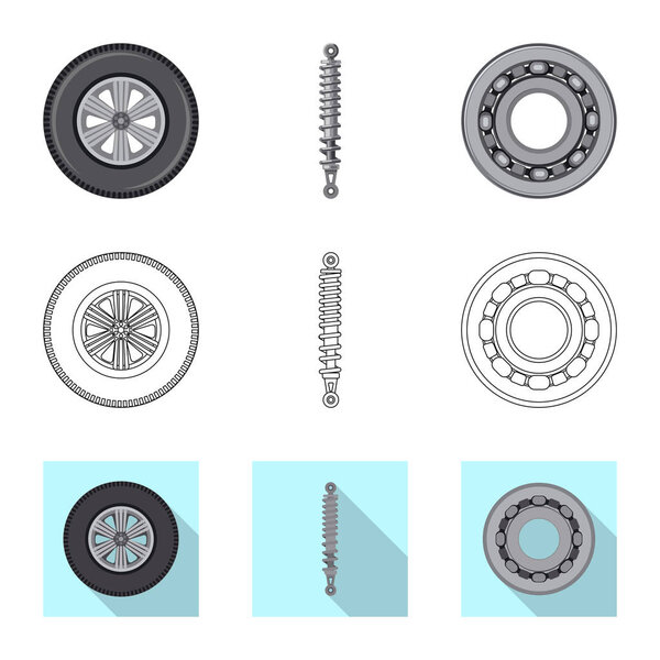 Vector illustration of auto and part sign. Collection of auto and car vector icon for stock.