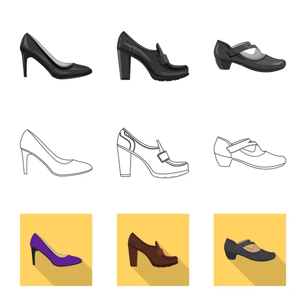 Elkülönített objektum lábbeli és nő logó. A cipő és láb vektor ikon készletek. — Stock Vector