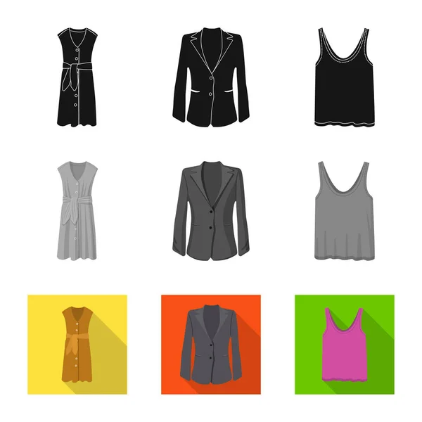 Vectorillustratie van vrouw en kleding symbool. Collectie van vrouw en slijtage aandelensymbool voor web. — Stockvector